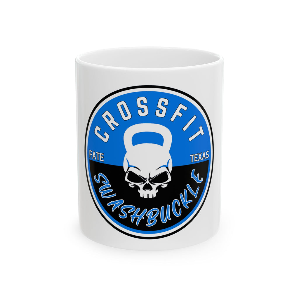 CrossFit Swashbuckle Kettlebell Skull Mug — Fitness Gym Coffee Cup (11oz/15oz)